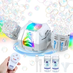 Beautysureup Bubble Machine with Remote Control, Rechargeable Bubble Blower Maker for Kids, 30000+ Bubbles/Min, 360° Auto Rotation & 2 Speeds, 7-Color LED Lights for Parties, Birthday Gift, Weddings