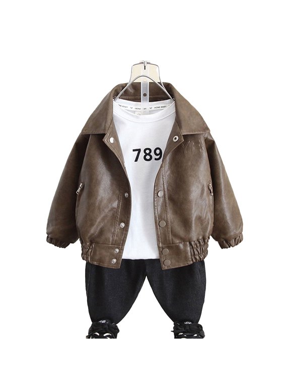 1-12T Kids Baby Boys Fall Leather Outerwear Coats Toddler Spring Casual Jacket