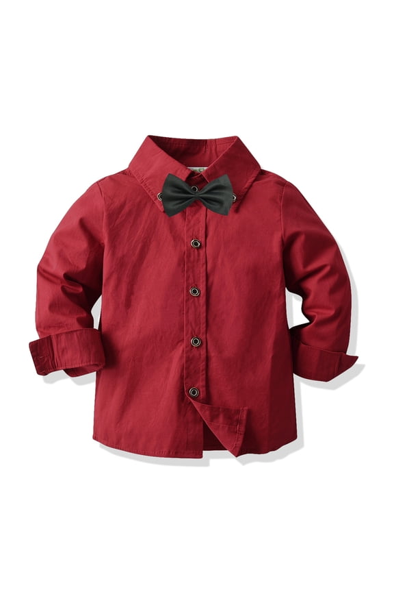 1-8 Years Boys Dress Shirt for Kids Toddler,Baby Long Sleeve Button up Shirt Solid Color Casual Tops