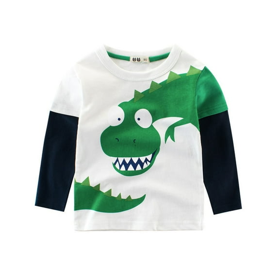 Beautyzll 1-9T Kids Boys Long Sleeve Crewneck T-Shirts Shirt Baby Toddler Basic T Shirt Tops Cartoon Cotton Tees