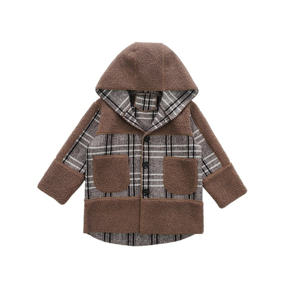 Beautyzll 2-14Y Toddler Baby Boys Winter Coat Kids Plaid Double Breasted over Coats Long Jackets for