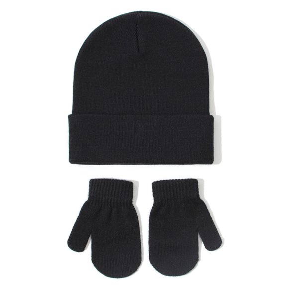 Beautyzll 2PCS Toddler Boys Hat Glove Set Infant Baby Girls Winter Hats Warm Knitted Beanie Mittens Gloves,Size 0-5Y