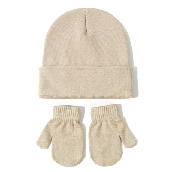 Beautyzll 2PCS Toddler Boys Hat Glove Set Infant Baby Girls Winter Hats Warm Knitted Beanie Mittens Gloves,Size 0-5Y