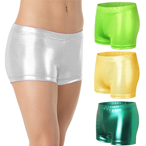 Beautyzll 3-12T Kids Toddler Girls Athletic Shorts Sparkle Solid High Waist Biker Dance Shorts Pants