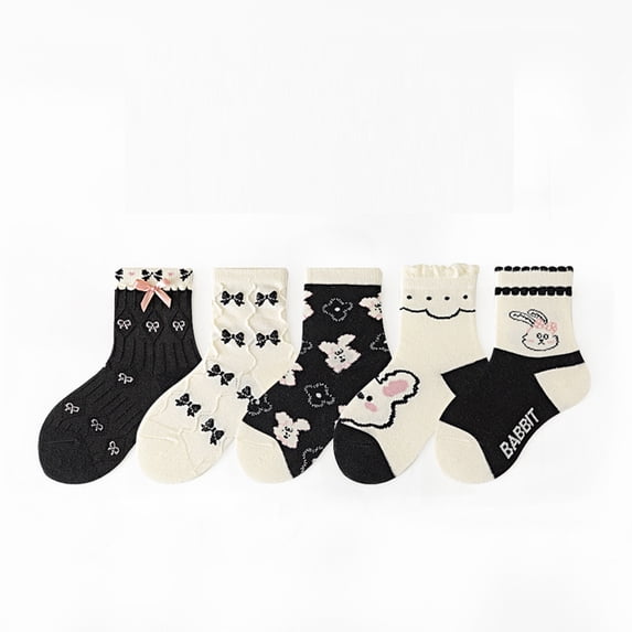 Beautyzll 5 Pairs Kids Toddler Cotton Crew Socks Athletic Socks for 1-12Y