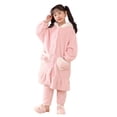 thumbnail image 1 of Beautyzll 6-15Y Kids Girls Thickened Hooded Bathrobe Soft Cozy Long Pajamas Robe with Belt, 1 of 9