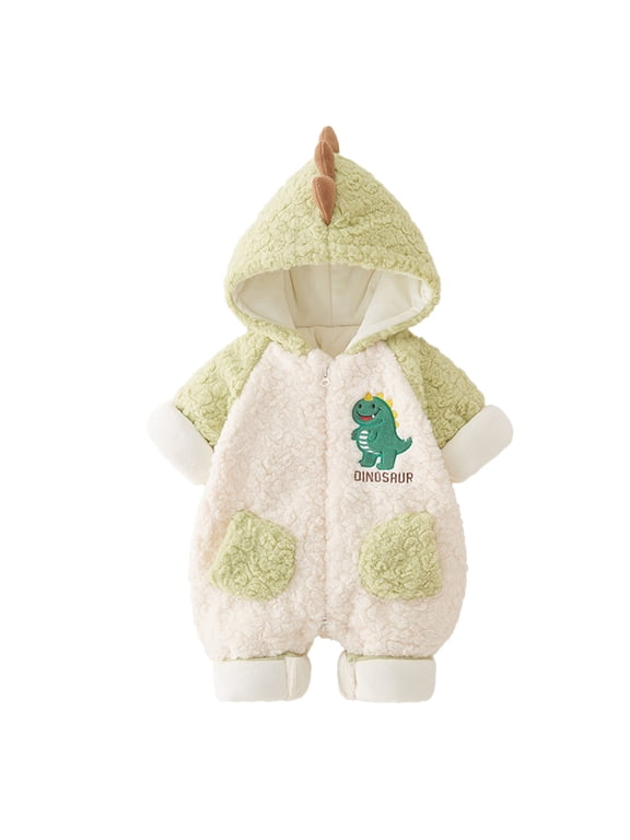Baby Newborn Boys Girls Winter Cartoon Romper Jumpsuit Warm Ear Hooded Jacket Overcoat Thick Down Coat 0-24 Months