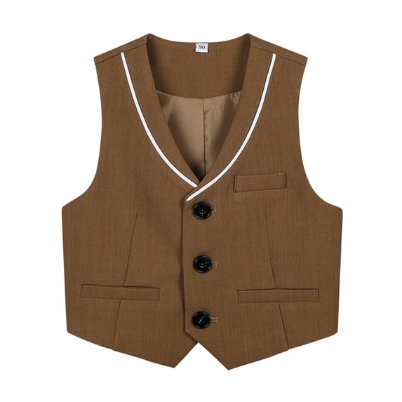 Beautyzll Kids Boys Formal Suit Vest Toddler Baby Classic Lapel Dress Waistcoat Vest for Wedding Party 2-15T