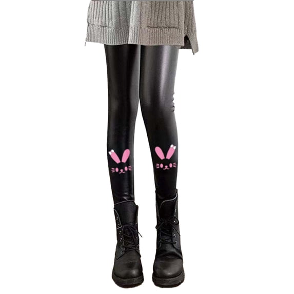 Beautyzll Kids Toddler Winter Fall Leather Leggings Pants for Girls 1-15T Solid Color Thick Fleece Pants Baby Lined Faux Leather Trouser