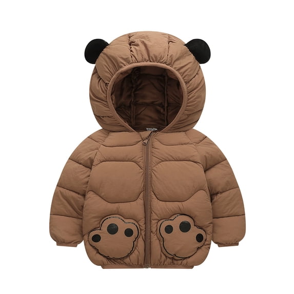 Beautyzll Toddler Baby Boys Girls Winter Cartoon down Coats for 2-7Y Kids Light Puffer Padded Jacket Kids Bear Hoodie Outerwear