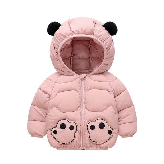 Beautyzll Toddler Baby Boys Girls Winter Cartoon down Coats for 2-7Y Kids Light Puffer Padded Jacket Kids Bear Hoodie Outerwear