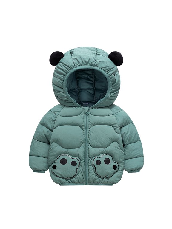 Toddler Baby Boys Girls Winter Cartoon down Coats for 2-7Y Kids Light Puffer Padded Jacket Kids Bear Hoodie Outerwear