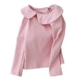 thumbnail image 1 of Beautyzll Toddler Baby Girls Long Sleeve Lapel Shirt Solid Color 100% Cotton Tees Shirt Kids Super Soft Cotton T Shirts 1-8T, 1 of 9