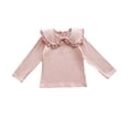thumbnail image 1 of Beautyzll Toddler Baby Girls Long Sleeve Lapel Shirts 2-8T Kids Soft Basic Cotton T-Shirts Top Solid Color Layering Tees, 1 of 6
