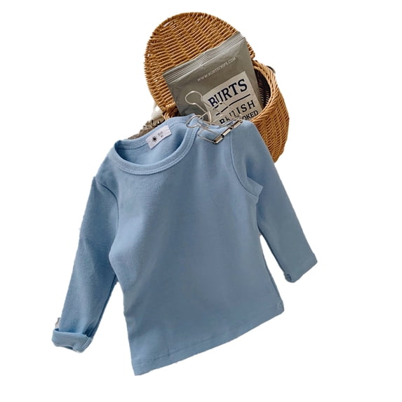Beautyzll Toddler Baby Girls Long Sleeve Shirts 1-10T Kids Soft Basic Cotton T-Shirts Top Solid Color Layering Tees