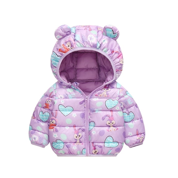 Beautyzll Toddler Baby Winter Cartoon down Coats for Boys Girls 1-7Y Light Puffer Padded Jacket Kids Hoodie Outerwear