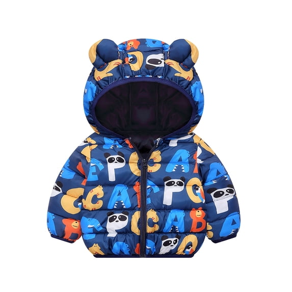 Beautyzll Toddler Baby Winter Cartoon down Coats for Boys Girls 1-7Y Light Puffer Padded Jacket Kids Hoodie Outerwear