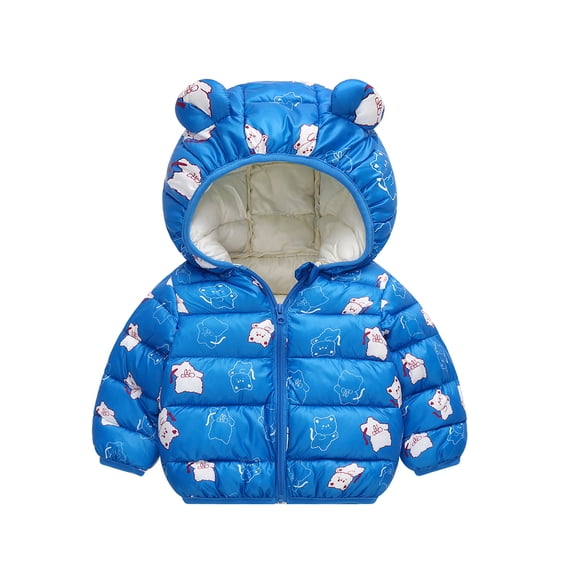 Beautyzll Toddler Baby Winter Cartoon down Coats for Boys Girls 1-7Y Light Puffer Padded Jacket Kids Hoodie Outerwear