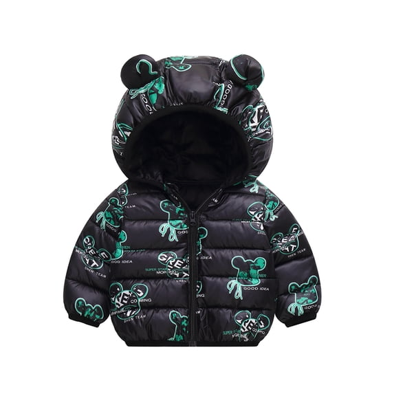 Beautyzll Toddler Baby Winter Cartoon down Coats for Boys Girls 1-7Y Light Puffer Padded Jacket Kids Hoodie Outerwear