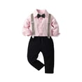 thumbnail image 1 of Beautyzll Toddler Kids Boys Gentleman Suits Outfits,Baby Long Sleeve Shirt Party Clothes Set+ Suspender Pants +Bow Tie 1-6Y, 1 of 10