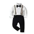thumbnail image 1 of Beautyzll Toddler Kids Boys Gentleman Suits Outfits,Baby Long Sleeve Shirt Party Clothes Set+ Suspender Pants +Bow Tie 1-6Y, 1 of 10