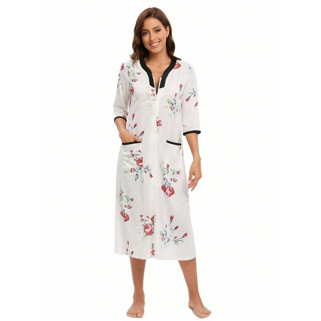 Beautyzll Womens Floral Cotton Nightgowns Fall VNeck Sleepwear Pajama