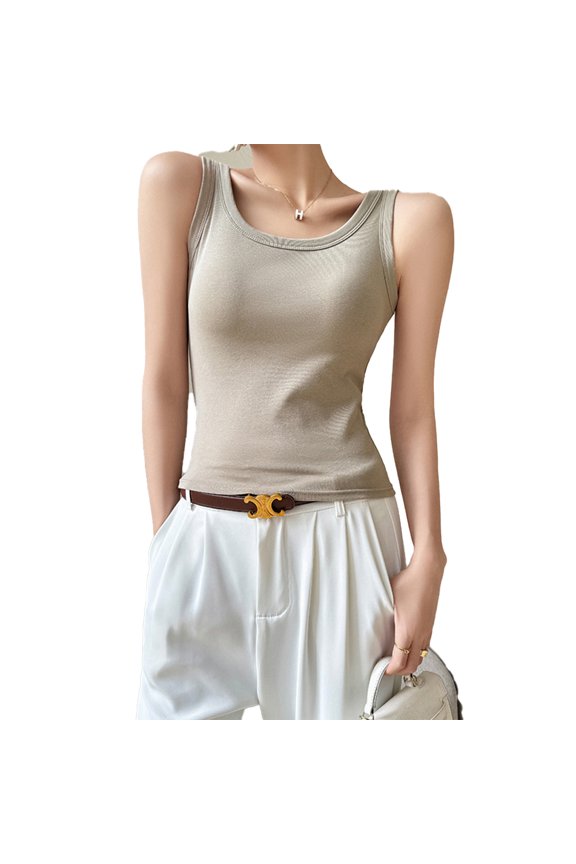 Womens Spring Summer Sleeveless Tank Tops Summer Knit Slim Fitted Blouse Side Ruched Basic Tees Shirts S-3XL