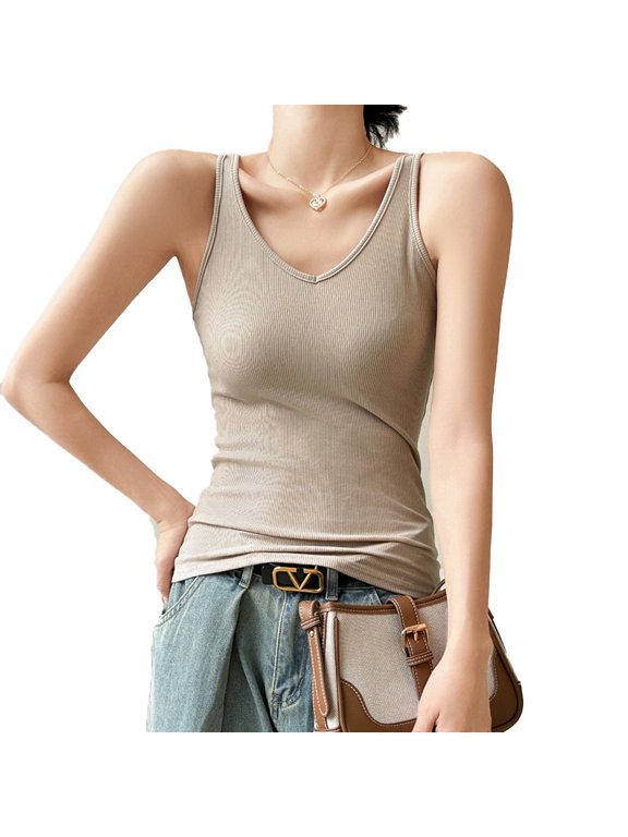 Womens Summer Spring Spaghetti Tees Shirts Strap Camisole Halter Tops Sleeveless Tank S-3XL
