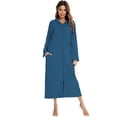 thumbnail image 1 of Beautyzll Womens Zip up Cotton Nightgowns Soft Bathrobe Dress Long Sleeve Sleep Shirts Fall Sleepwear Pajama Dress Nightshirt S-2XL, 1 of 7