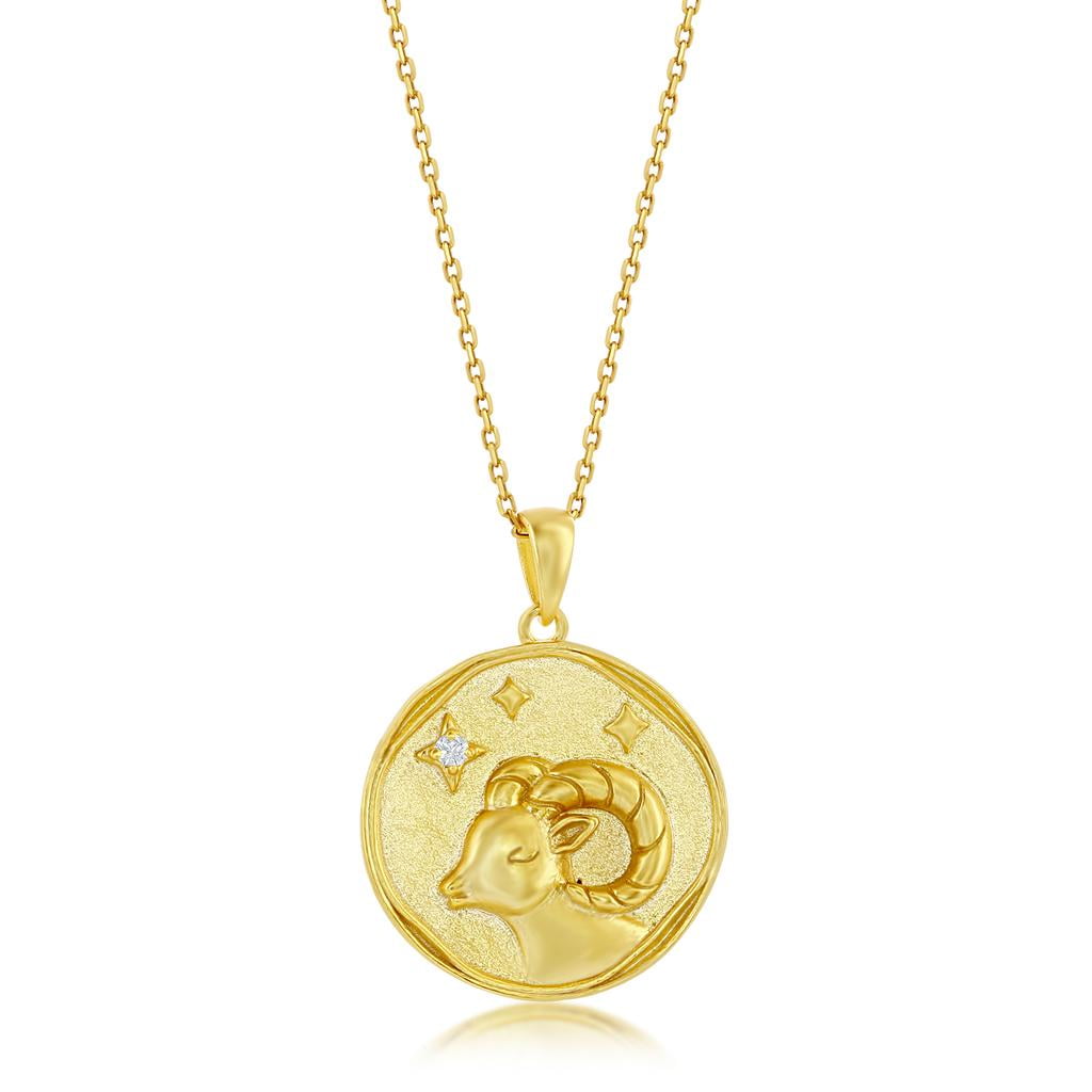 Adjustable Aries Zodiac Sign Disc Charm Chain Necklace Real offers 14K Yellow Gold