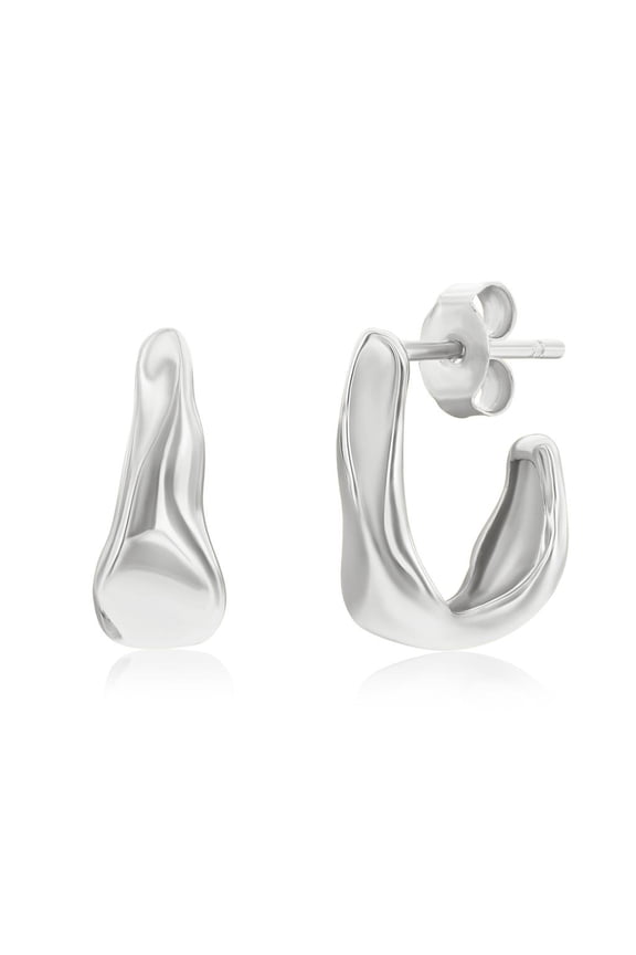 14mm Irregular-Shaped Earrings for Women - Hypoallergenic Sterling Silver Earrings - Fine Earrings for Her