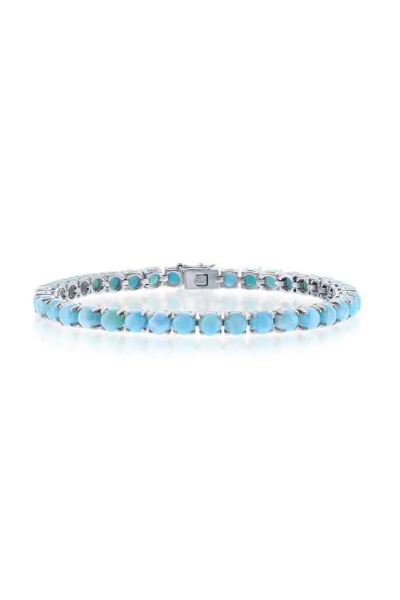 5mm Natural Larimar Gemstone 7.5" Tennis Bracelet Sterling Silver Jewelry for Women or Teens