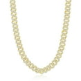 thumbnail image 1 of Beaux Bijoux 8.6mm Monaco Bracelet and Necklace Chain 22” with Micro Pave Simulated Diamond CZ 14k Gold Plated Sterling Silver Jewelry for Men and Unisex, 1 of 6