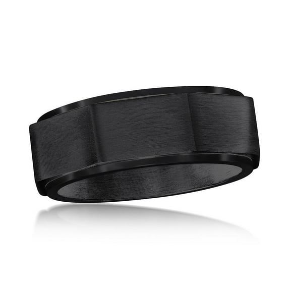 Beaux Bijoux Black Plated Men's Geometric Spinner Ring in Stainless Steel - Comfort Fit Ring for Men - Fine Jewelry Gift for Him-10