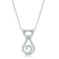 thumbnail image 1 of Beaux Bijoux Cat Simulated Diamond CZ 16+2” Necklace Sterling Silver Jewelry for Women or Teens, 1 of 6