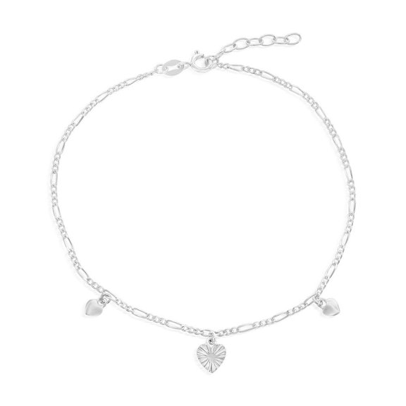 Beaux Bijoux Charm Anklet in Sterling Silver - Heart Charm Anklet - Hypoallergenic Anklet for Her - Fine Anklet for Women