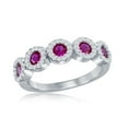 thumbnail image 1 of Beaux Bijoux Created Ruby and Simulated CZ Diamonds in Half Eternity Band Ring - Sterling Silver Jewelry for Women or Teens-8, 1 of 6