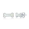 thumbnail image 1 of Beaux Bijoux Dog Bone, Created White Opal Stud Earrings Sterling Silver Jewelry for Women or Teens, 1 of 6