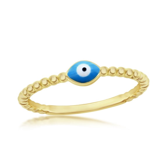 Beaux Bijoux Enamel Evil Eye Ring for Women - Gold Plated Bridal Engagement Ring for Women - Unique Beaded Ring