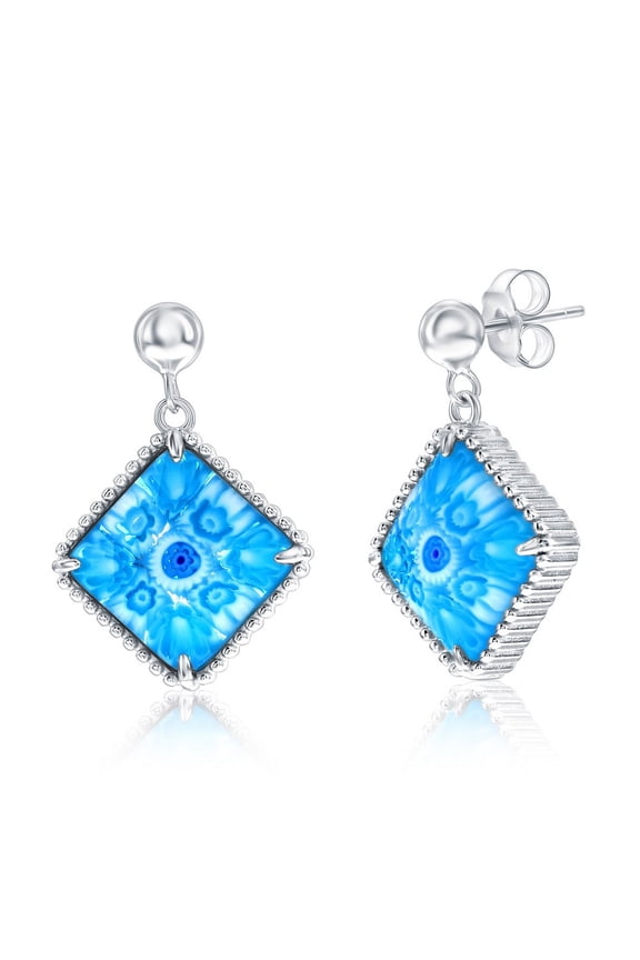 Genuine Millefiori Murano Glass Earrings – Italian Artisan Jewelry in 925 Sterling Silver – Handcrafted in Murano, Italy