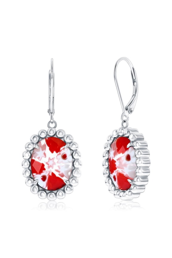 Genuine Millefiori Murano Glass Earrings – Italian Artisan Jewelry in 925 Sterling Silver – Handcrafted in Murano, Italy