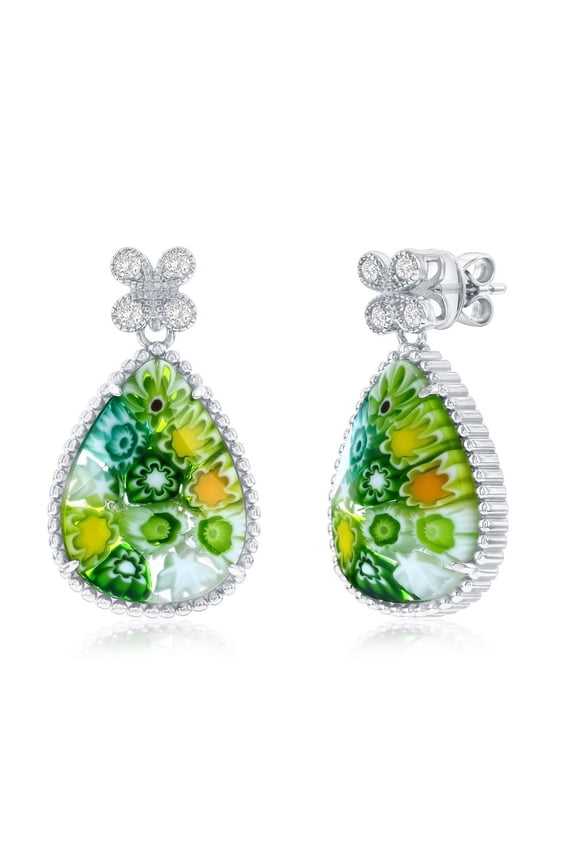 Genuine Millefiori Murano Glass Earrings – Italian Artisan Jewelry in 925 Sterling Silver – Handcrafted in Murano, Italy