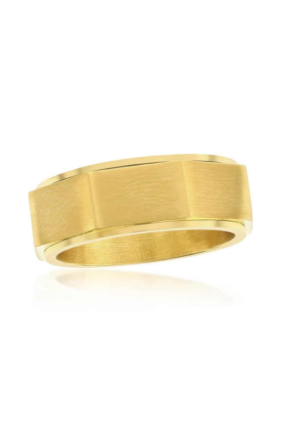 Gold Plated Men's Geometric Spinner Ring in Stainless Steel - Comfort Fit Ring for Men - Fine Jewelry Gift for Him-10
