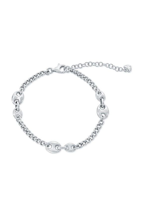 Italian Marina Cuban Link Bracelet in Sterling Silver - Cuban Link Chain Bracelet for Women - Statement Bracelet