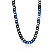 Beaux Bijoux Mens 10MM Black & Blue Cuban Link Chain Necklaces | Stainless Steel Chain Necklace | Mens Trendy Necklaces | Fine Chain Necklaces
