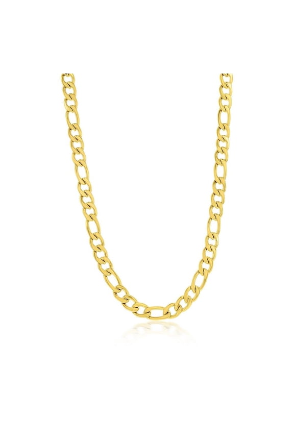 Men's 7mm Gold Plated Figaro Chain Necklaces | Stainless Steel Chain Necklace | Men's Trendy Necklaces | Fine Link Chain Necklaces