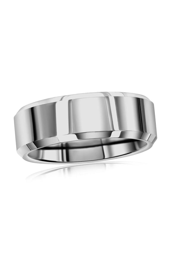 Men's 8mm Polished Silver Tungsten Rings | Men's Trendy Ring | Fine Rings for Men-12