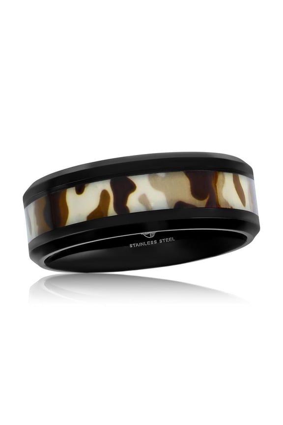 Men's Black Camouflage Inlay Ring in Stainless Steel | Men's Trendy Ring | Fine Rings for Men-11