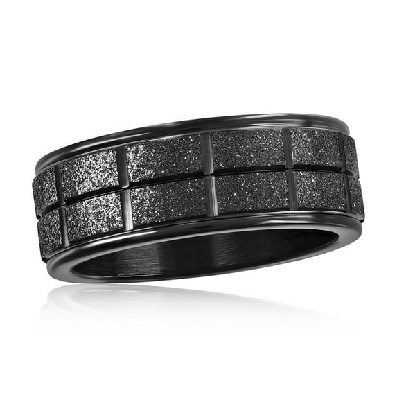Beaux Bijoux Men's Black Plated Sand Blasted Ring in Stainless Steel | Men's Trendy Ring | Fine Rings for Men-9