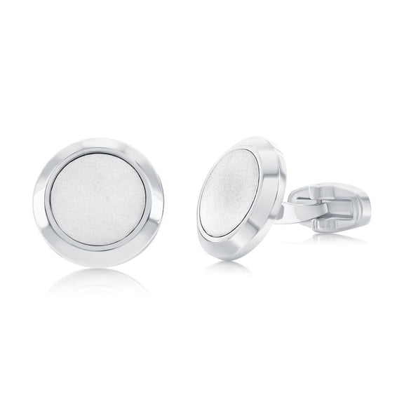 Beaux Bijoux Men's Brushed & Polished Cuff Links in Stainless Steel - Cuff Links for Formal Business Wedding Shirts - Classy Stylish Cufflinks Set for Men